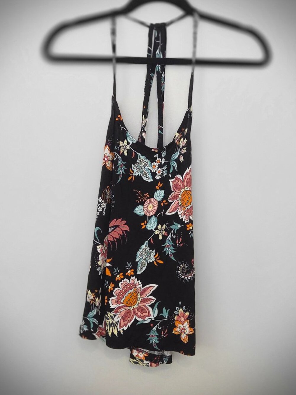 Venus Black Floral Strappy Top size XS